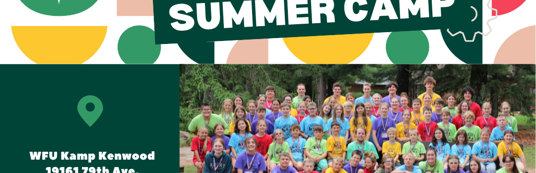 flyer for summer camp registration, photos of 4_H members at camp in 2025